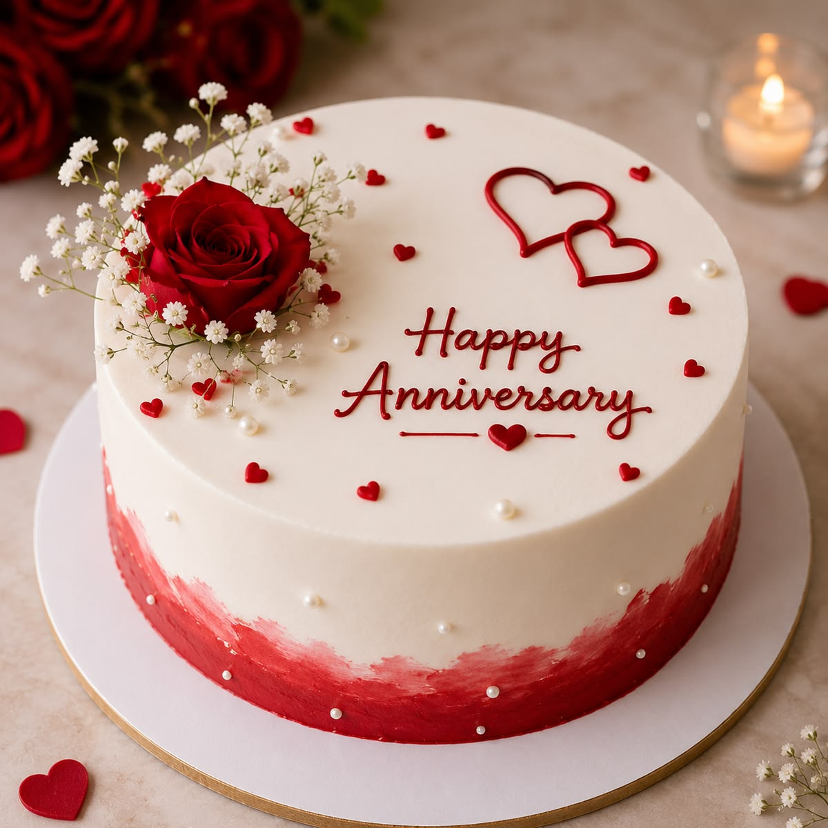 Red rose anniversary cake